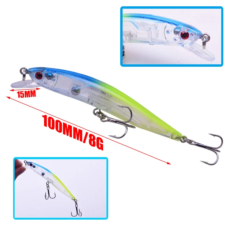 Señuelos de Pesca de pececillos Wobbler, 1 piezas, 10cm, 8g, cebo duro Artificial, accesorios de pesca, flotador lento, enchufe Topwater flotante - imagen 2