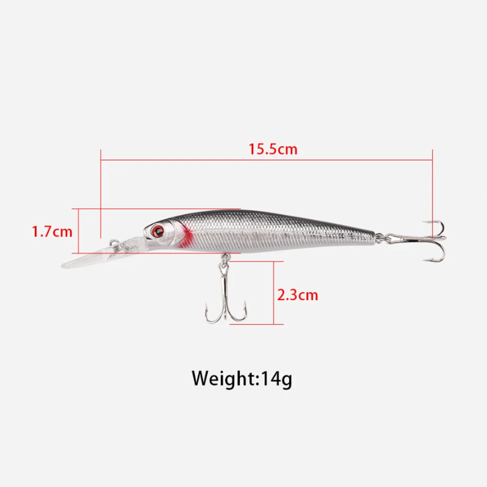DAGEZI-señuelo de pesca para pececillos, 4 unids/lote, 14g, 15,5 cm, profundidad de natación de 2,7-4,5 M, cebo duro #4 ganchos Crankbait, aparejos de pesca duros Wobblers - imagen 2