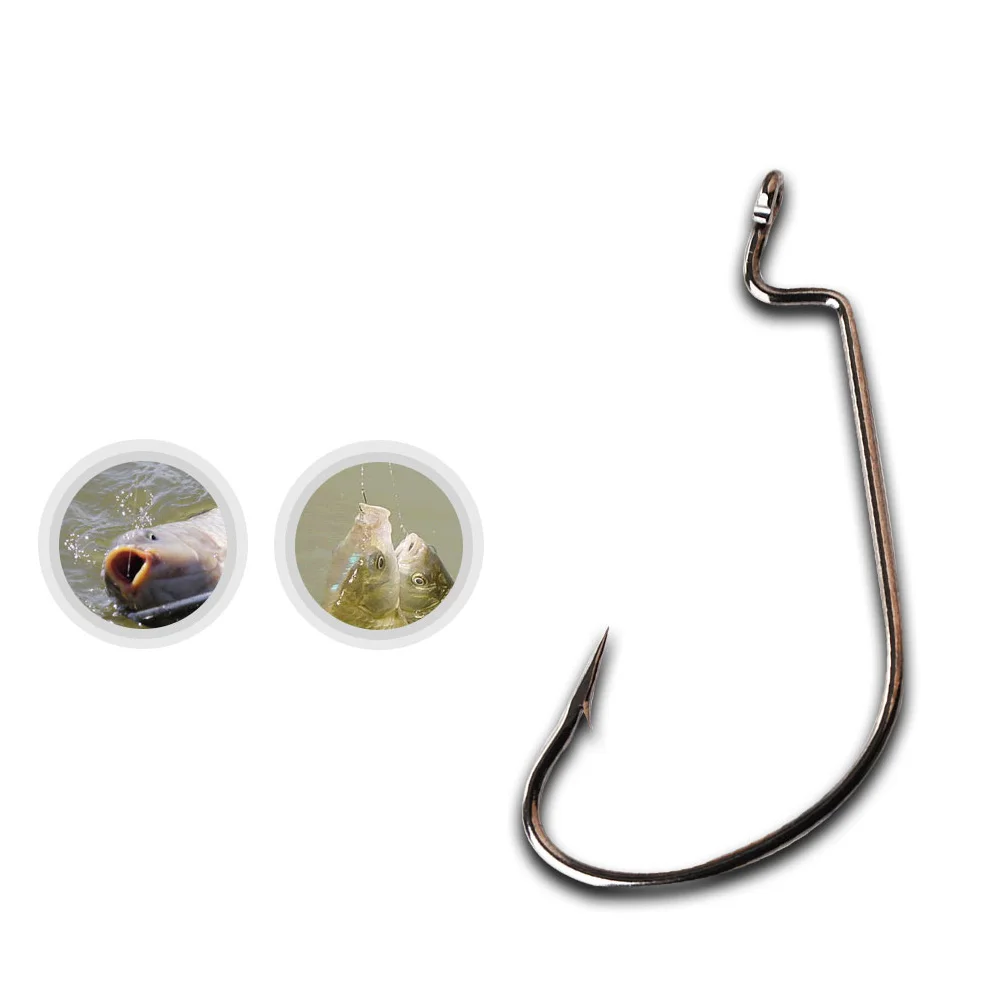 NGB 6-12PCS Anzuelo de pesca compensado de acero rico en carbono 5/0 # -4 #   Gancho de manivela afilado con púas, señuelo, accesorios de pesca con gusanos - imagen 3