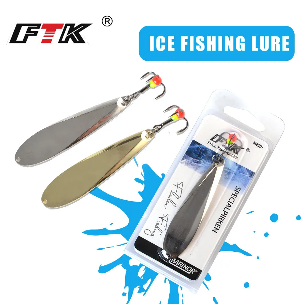 FTK-señuelo para pesca en hielo, 73mm/12g, cuchara plateada para invierno, cebos duros, señuelo para lubina con anzuelo triple para trucha y Lucio, 1 ud. - imagen 5