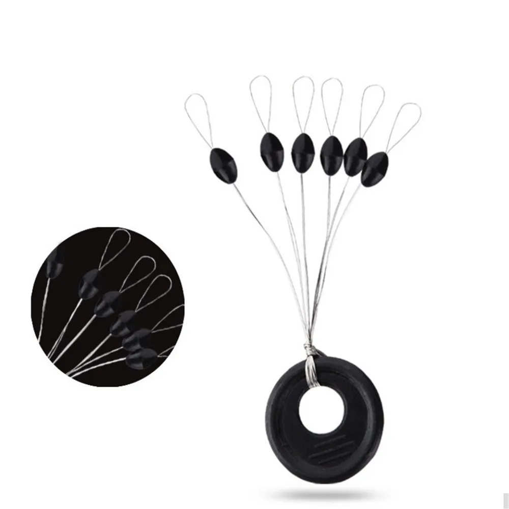 Tapón de goma negro para pesca, conector Bobber Space Bean, accesorios de aparejos de línea de pesca, 6 en 1, 10 grupos por juego, 60 unidades - imagen 3