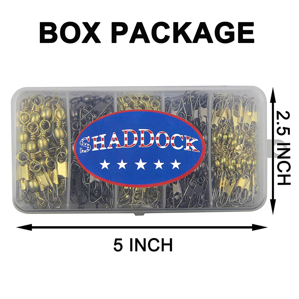 Juego de conectores de Señuelos de Pesca, 260 unidades, barril giratorio con broche de seguridad, Oro Negro, duro, con caja - imagen 4