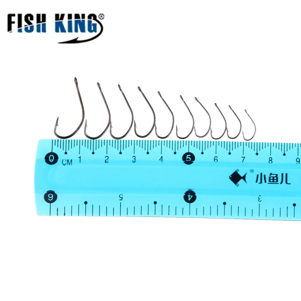 FISH KING-Size3-Size12 KATANA, anzuelo de pesca de acero al carbono con alimentador, aparejos de pesca, 50 unidades por lote - imagen 5