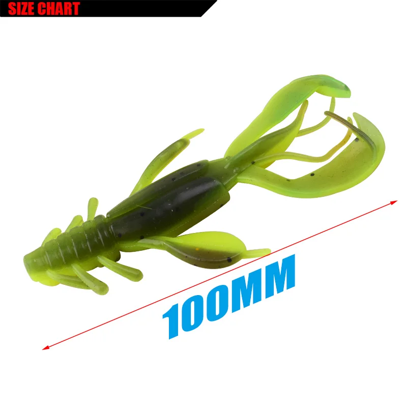 Cebos blandos de pesca de camarón, 100mm, 10,5g, Crankbaits fáciles para carpa, aparejos de pesca de lubina, señuelo de silicona Artificial, 2 uds. - imagen 2