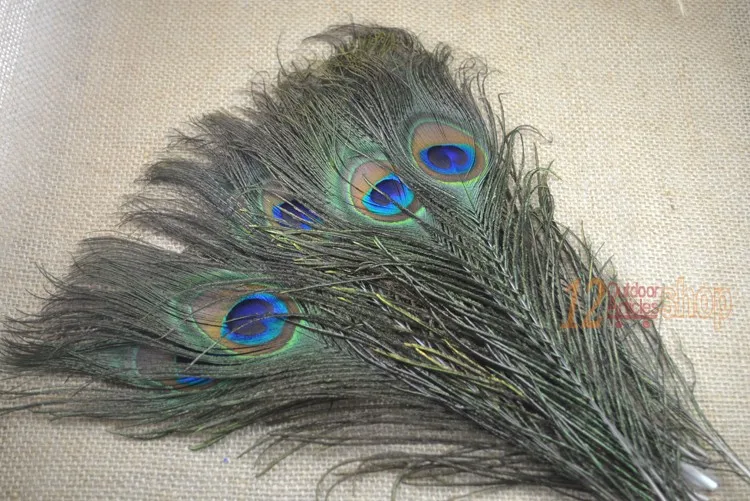 20 piezas de pelo de ojo de cola de pavo real Natural para atado de moscas, Streamer, moscas Slamon, pluma de pavo real de oliva, señuelo de pesca con mosca, Material DIY - imagen 3