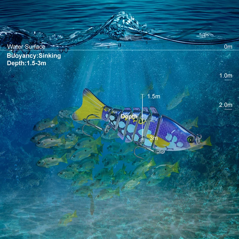 PROBEROS-señuelo de pesca Swimbait 6 secciones, 9cm/3,8 "-0,38 oz/10,68g, aparejos de pesca con gancho negro - imagen 5