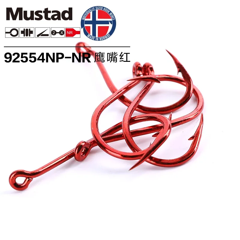 Mustad-anzuelo de púas de pez rojo con pico de águila, cebo de gusano delgado, anzuelo Ultra de punta de acero al carbono, anzuelo afilado de mar, Original, 92554 - imagen 3