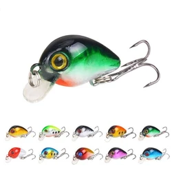 Mini señuelo de pesca de manivela, 1 piezas, Wobblers, 3cm, 1,6g, Crankbait Isca, cebo Artificial 3D, Ojo de Lucio, Jerkbait, aparejos de pesca