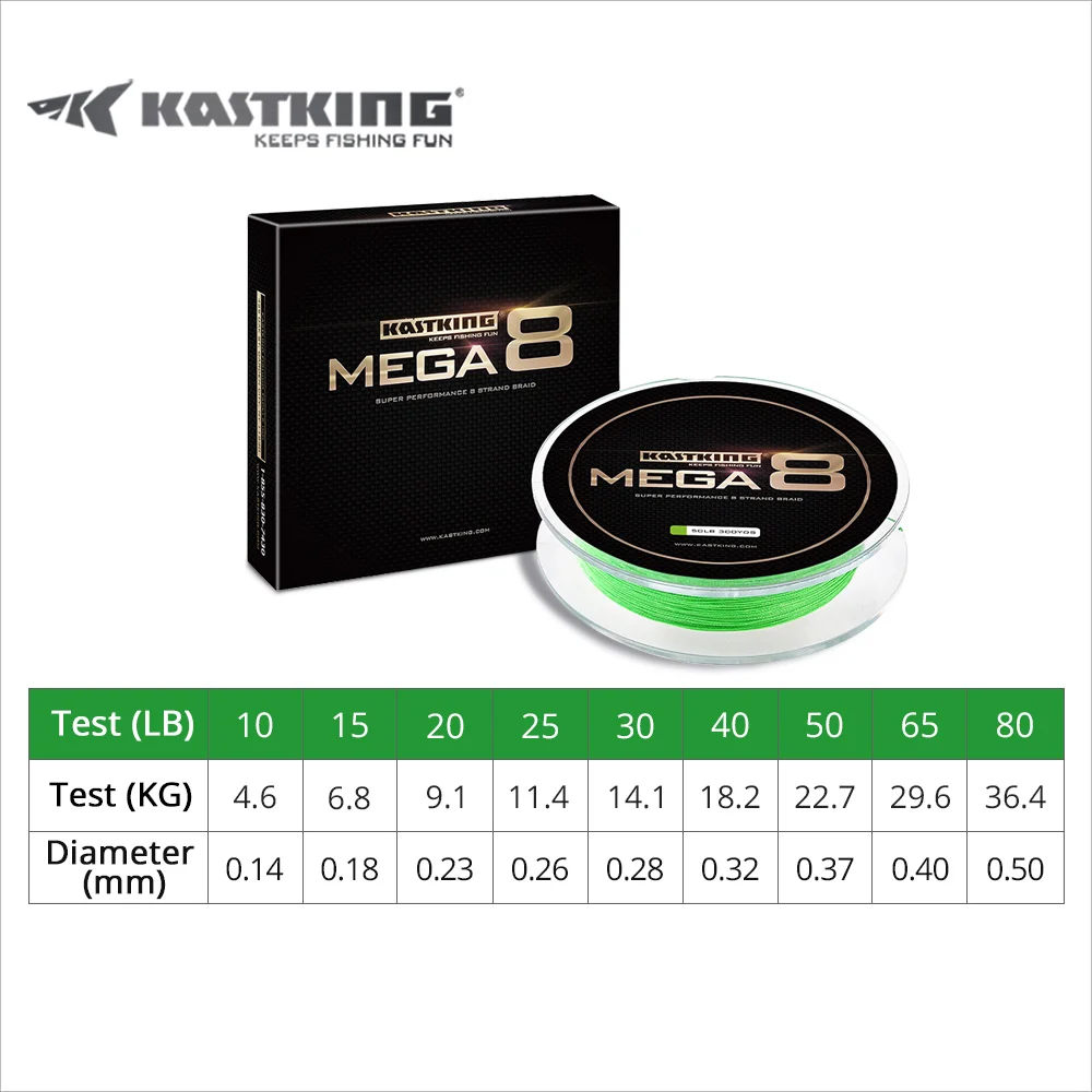 KastKing Mega8 Super Strong 274 M 8 Strands PE Trenzado Teje Línea de pesca Cuerda Multifilamento 20LB 25LB 30LB 40LB 50LB 65LB 80LB - imagen 5