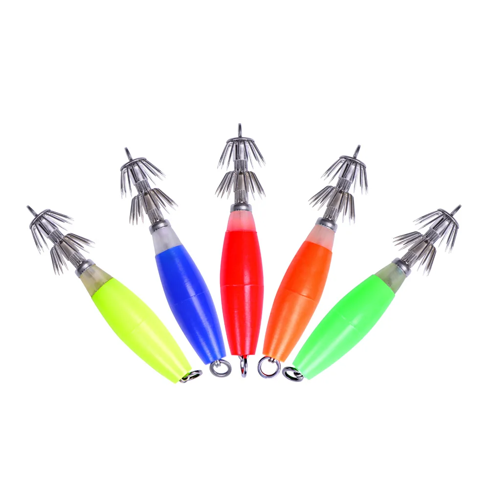 Balleo 4 Uds simulación luminiscente calamar cebo duro anzuelo atraer cebo falso doble gancho equipo de pesca sepia anzuelo de pesca - imagen 2