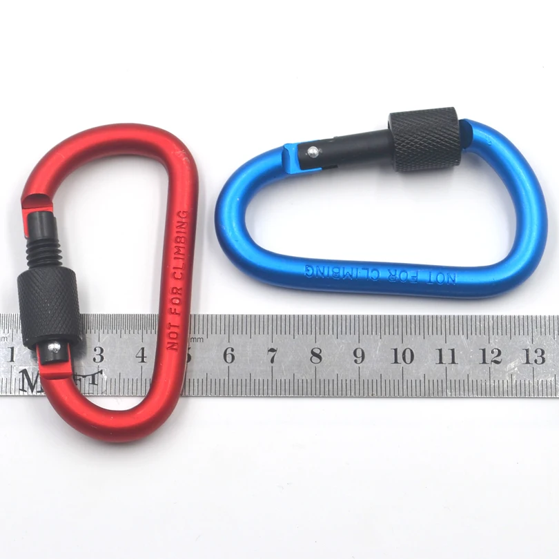 MNFT-bolsa de pesca de aleación de aluminio con mosquetón de bloqueo seguro, hebilla de seguridad tipo D, herramientas para peces, mosquetón, hebilla colgante para escalada, 1 Uds. - imagen 5