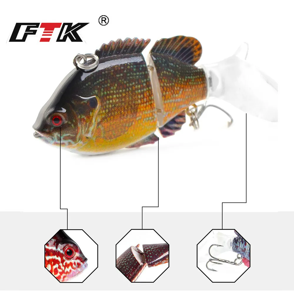 FTK 13g multiarticulado hundimiento VIB señuelo de pesca duro 2 segmentos Swimbait cebo duro Wobbler para Lucio Jerkbait Crankbaits 7,5 cm - imagen 5