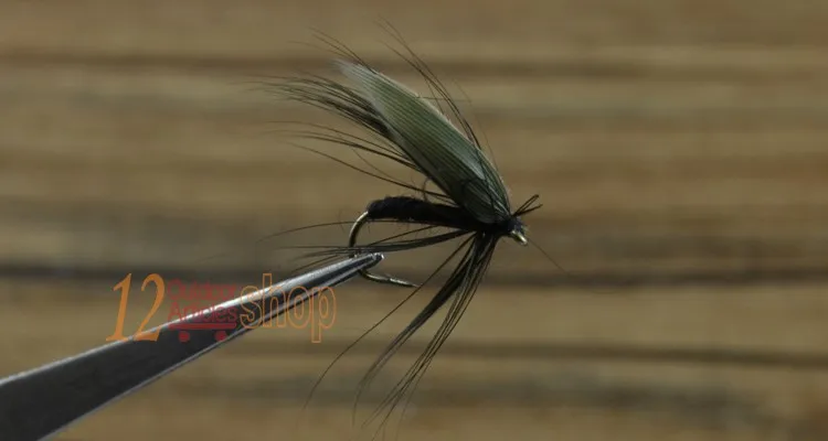 MNFT 10PCS 10 #   Señuelos de trucha con alas de ninfa negra, cebo de pesca con mosca, material en línea - imagen 2