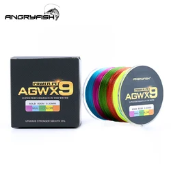 Angryfish 500M 9 hebras súper multicolor PE trenzado línea de pesca fuerte línea de pescado