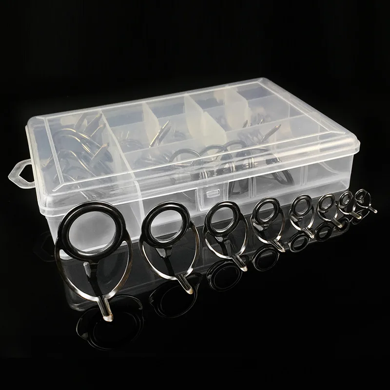 Ojo guía de caña telescópica de acero + anillo guía de caña de pescar oceánica de cerámica, juego de 40/45 piezas, accesorios de aparejos, diámetro interior 0,4-2,3 cm - imagen 4