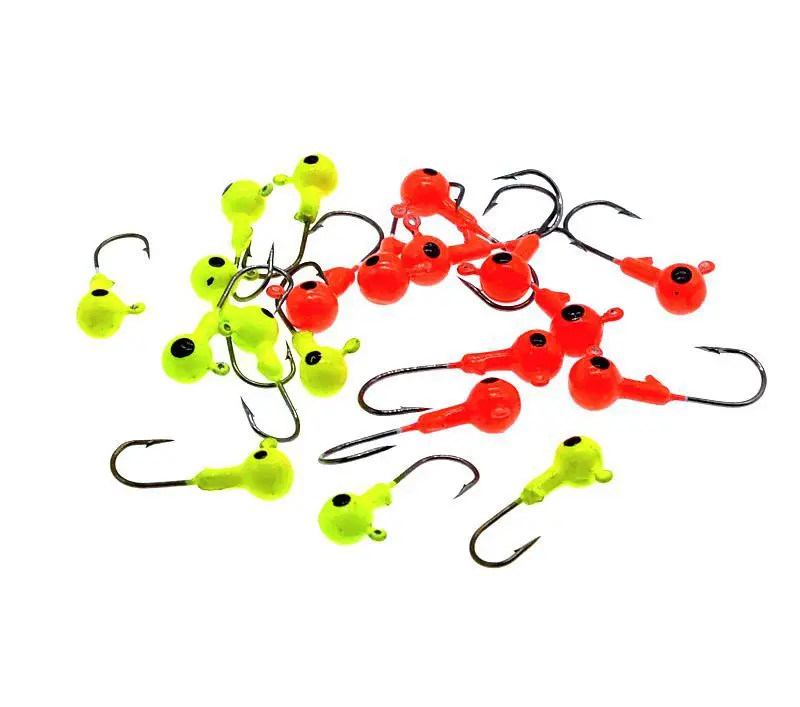 Señuelo de pesca anzuelo con cabeza de anzuelo 1,75g/2,4g/3,5g ojo de pez cebo suave anzuelos de gusano rojo amarillo lote 10 piezas - imagen 3