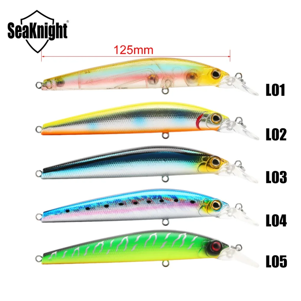 SeaKnight SK023 Minnow 22,5g 125mm 0-1,5 M flotante 1 pieza cebo duro señuelo de pesca ojos 3D señuelo Mionow pesca de agua dulce y salada - imagen 2