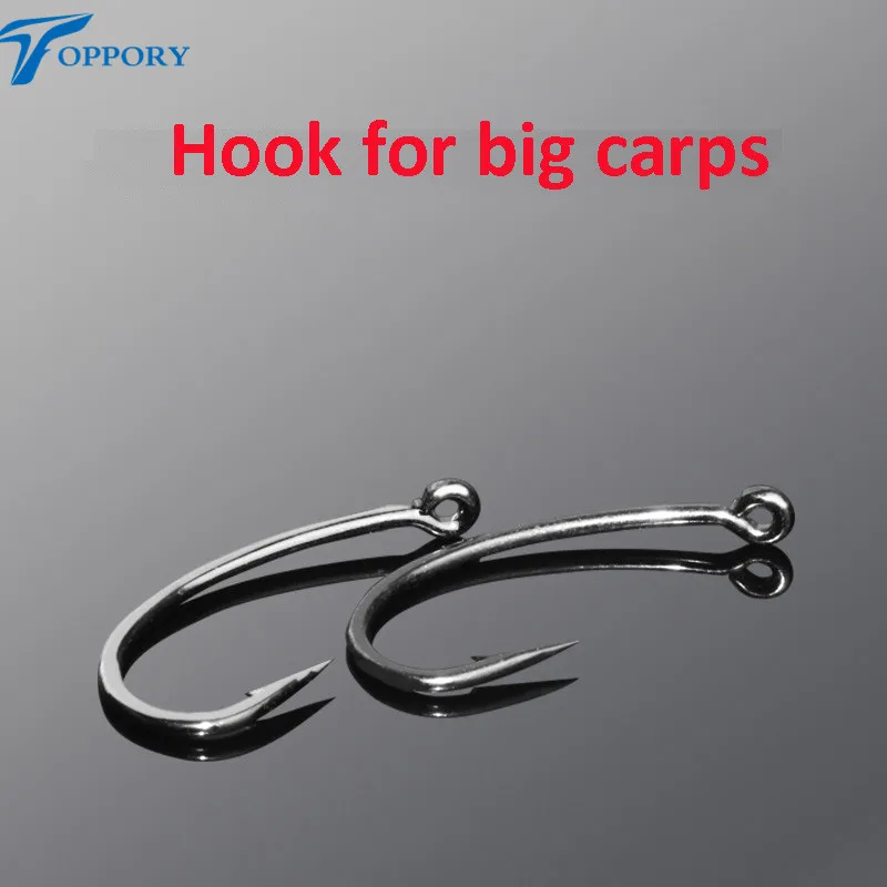 Toppory-anzuelos de acero de alto carbono para pesca de carpa, 10 unids/bolsa, anzuelos rígidos fuertes con púas negras, herramienta de aparejos de pesca de carpa - imagen 5