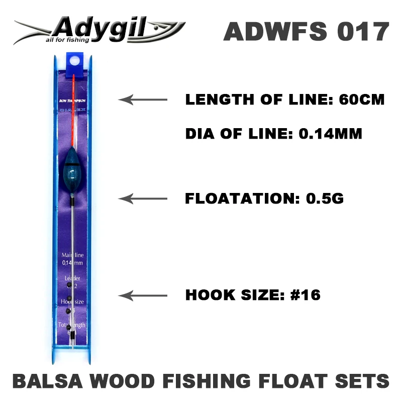 Adygil ADWFS 017 – Flotadores de pesca de madera Balsa con línea y gancho - imagen 2