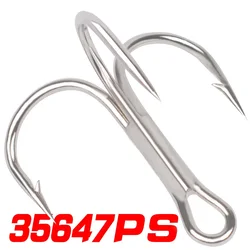 Anzuelo Triple W001 de acero carbono negro – Gancho redondo para pesca
