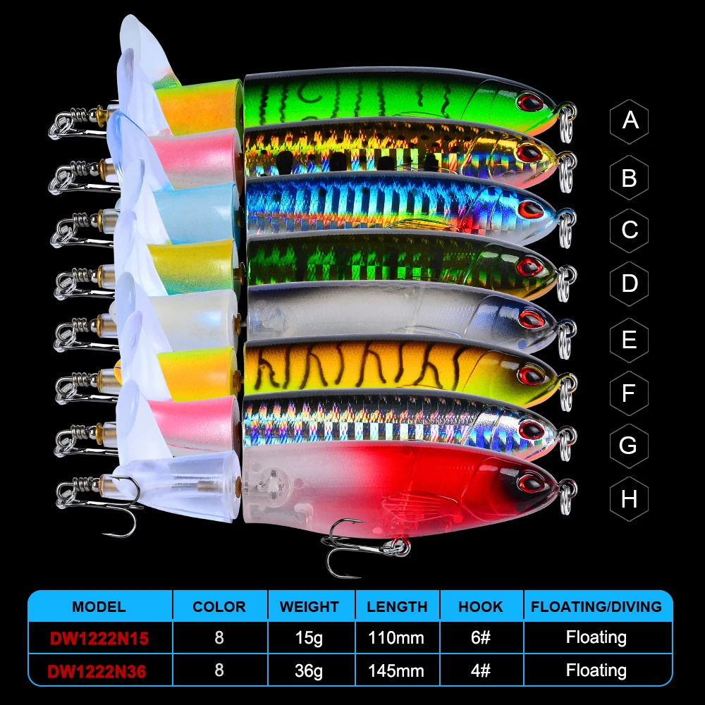 Juego de Señuelos de Pesca Whopper Plopper, cebo giratorio de cola Artificial Wobblers, aparejos de pesca, 15G, 36G, 5 uds. - imagen 3