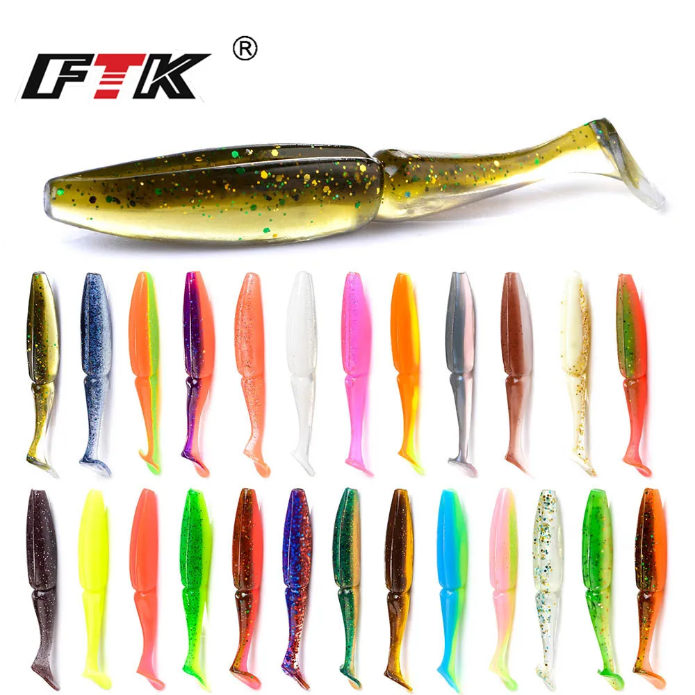 FTK-señuelo de pesca suave, 90mm, 105mm, 6-10 Uds., cebo de silicona, cola en T, Wobbler, lubina, cebo Artificial, señuelo suave de pesca - imagen 3