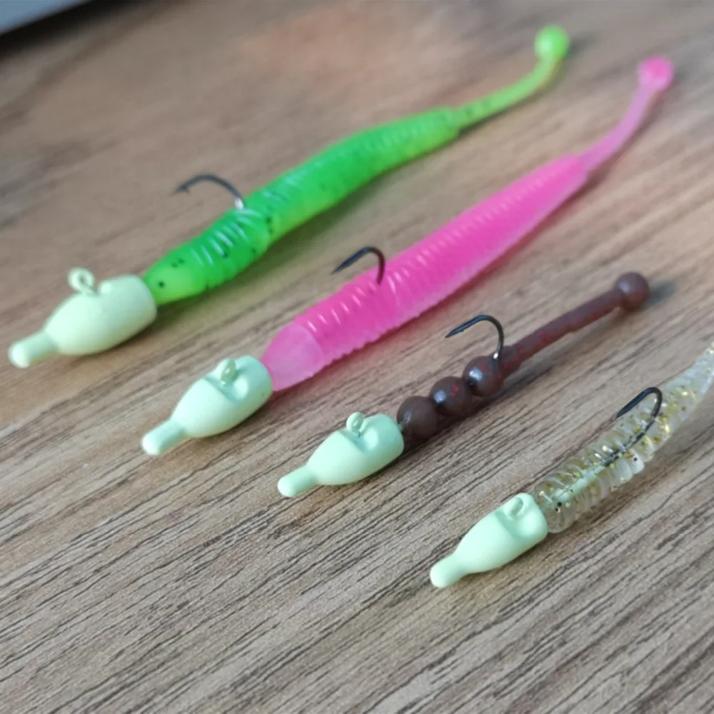 SUNMILE 5 uds cabeza de anzuelo de pesca luminosa 1,4g 1,8g 2,6g 3,5g anzuelo de púas señuelo suave anzuelo de pesca de hielo - imagen 5