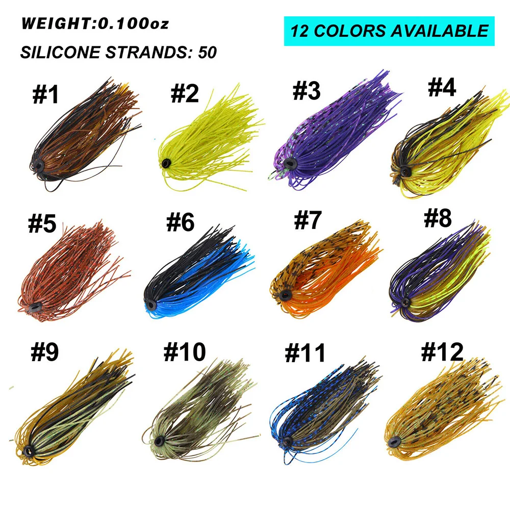 Novedad 12 paquetes 50 soportes bajos señuelos de goma cebo de calamar faldas de silicona Spinnerbait DIY accesorios de pesca - imagen 2