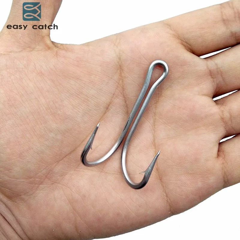 Anzuelos dobles de acero inoxidable 7982, anzuelos de pesca afilados, tamaño 4/0, 5/0, 6/0, 7/0, 8/0, 9/0, fácil de atrapar, 10 unidades - imagen 5