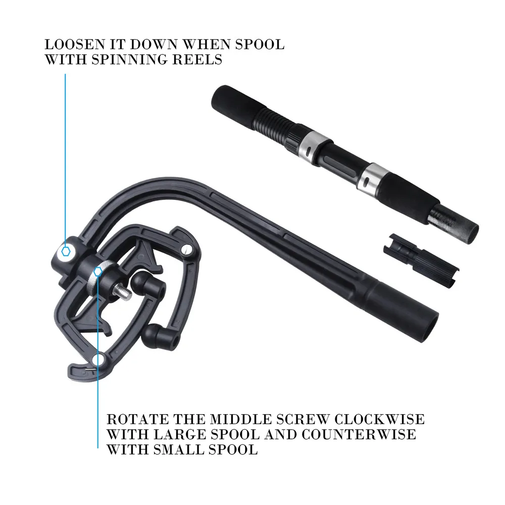 Bobinador de línea de pesca, sistema de estación de bobinado portátil para carrete de baitcasting giratorio, aparejos de línea de pesca - imagen 5
