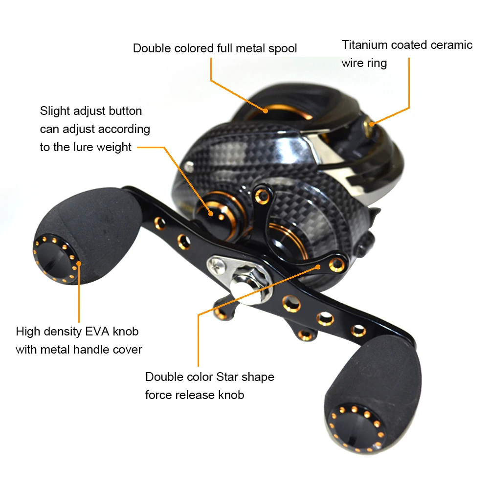 Carretes de pesca Casting, 7,0 doble sistema de freno: 1, Baitcasting, agua salada
