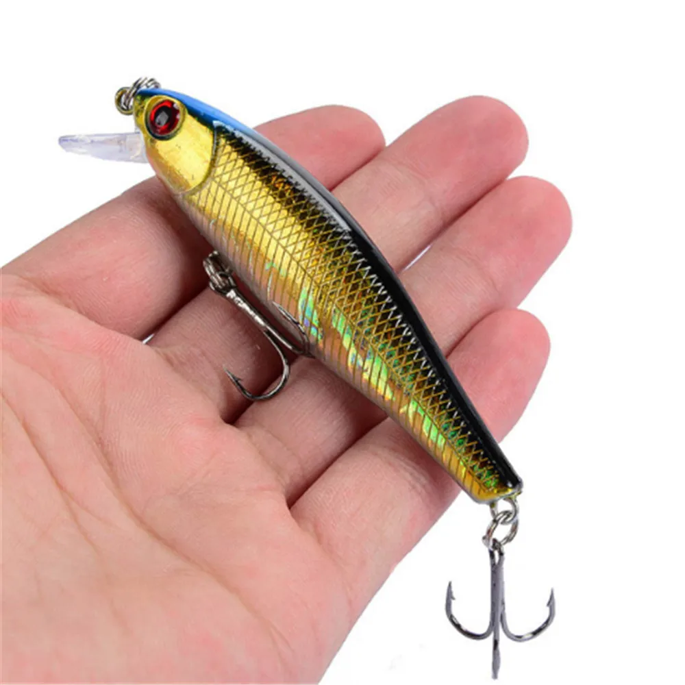 Señuelo de pesca Minnow, cebo duro Artificial biónico, ojos 3D, 8,5 cm, 9,2g, flotante, Wobbler, Crankbait, aparejos de pesca de curricán de lubina, 1 ud. - imagen 3