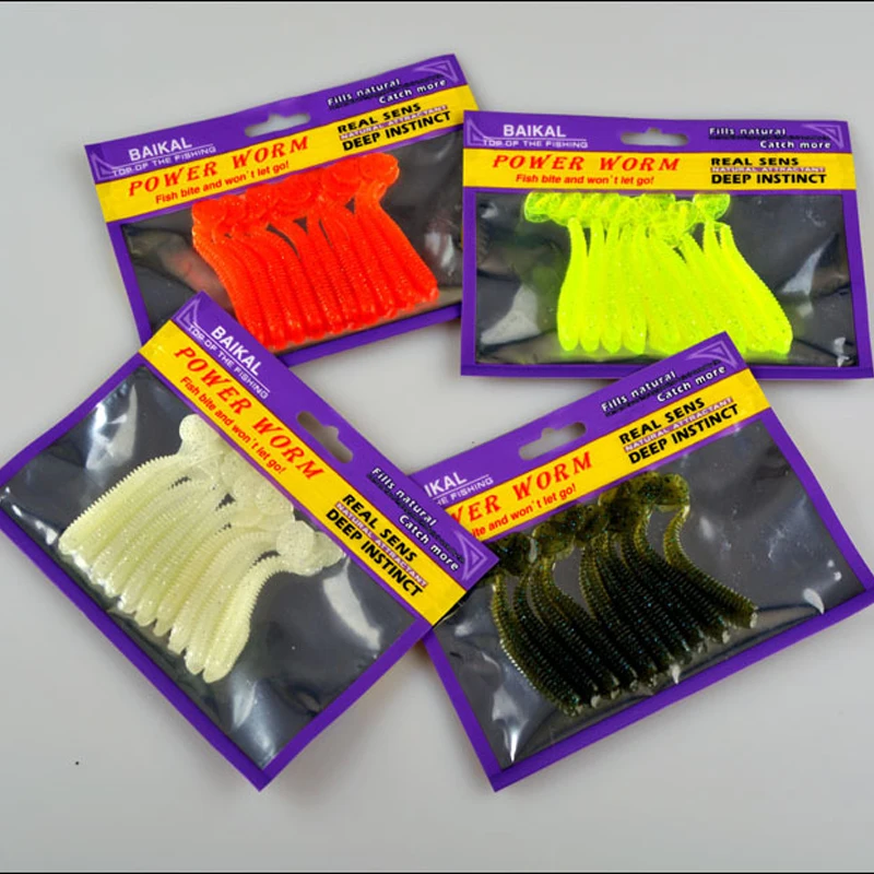 Pesca cebo suave señuelo tornillo cola en T colas largas pescado 5,5 cm 6,5 cm 7,5 cm cebo de gusano señuelos artificiales lote 10 piezas venta - imagen 2