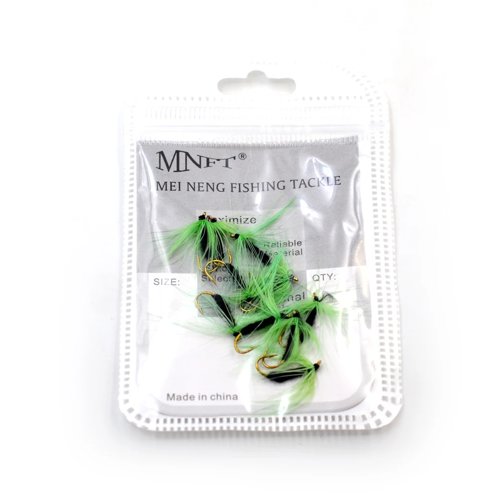 MNFT 10PCS Pesca con mosca Mosca seca Mosquito verde Trucha Señuelos de peces con mosca 10 # - imagen 4