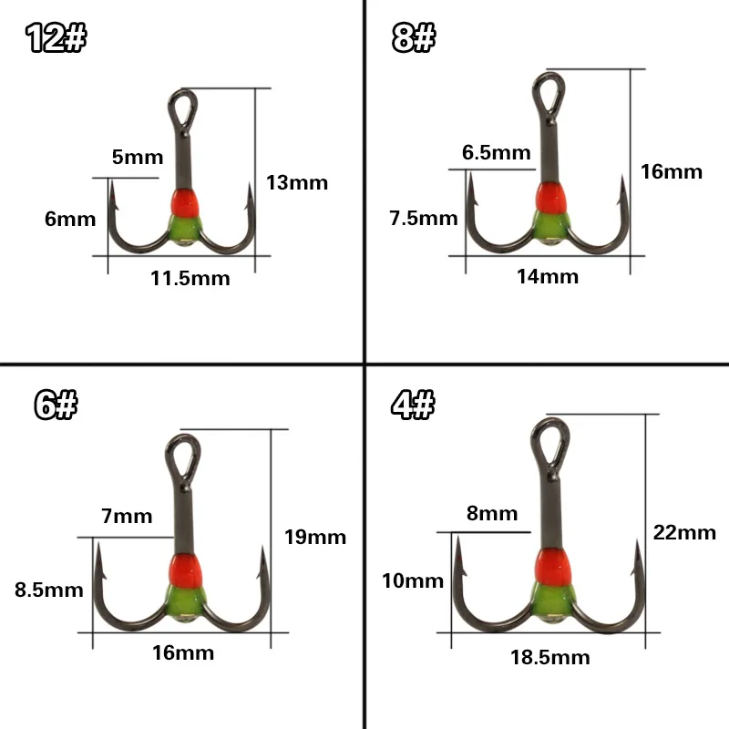 40 unids/lote de anzuelos de color arcoíris, accesorios de equipo de pesca, anzuelos de pesca afilados de acero rico en carbono con tres anclas - imagen 3
