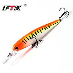 FTK 8g ojos 3D que se hunden Minnow Señuelos de pesca duros 7,5 cm Swimbait cebo de pesca Artificial lubina Jerkbait Crankbait