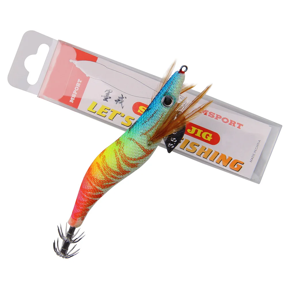 Hyaena-señuelo de pesca luminoso de 5 piezas, anzuelo de calamar Artificial japonés, plantilla para madera, señuelo de Camarón, cebo duro, pulpo