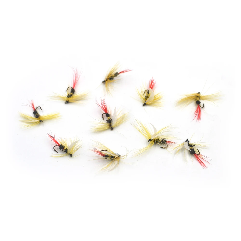MNFT 10PCS 10 #   Color amarillo ala blanca Royal Wulff Coachman mosca lubina trucha perca pesca con mosca moscas - imagen 4