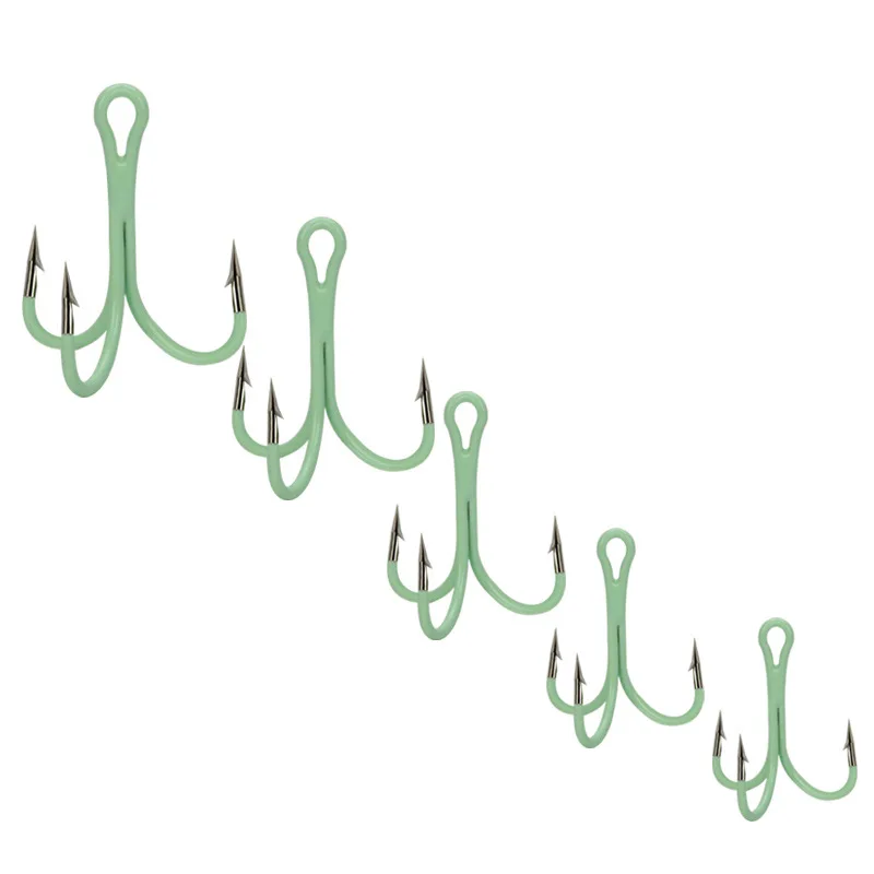 Anzuelo triple con brillo de pesca 2 # 4 # 6 # 8 # 10 # Ganchos de púas luminosos de acero rico en carbono, lote de 10 piezas VENTA - imagen 3