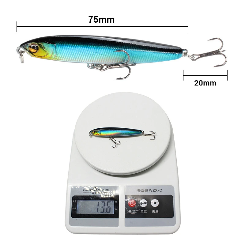 Señuelo de lápiz para pesca de pececillos, 1 piezas, 75mm, 13,6g, cebo duro para pesca de lubina - imagen 3