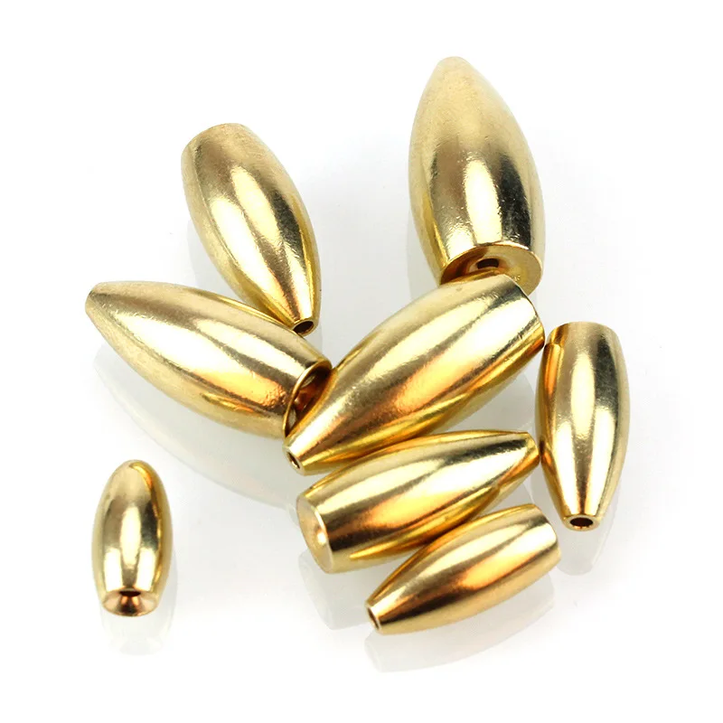 Accesorios de aparejos de pesca, plomo de cobre puro, bala TEXAS RIG, señuelo de peso, cono, línea hueca a través - imagen 2