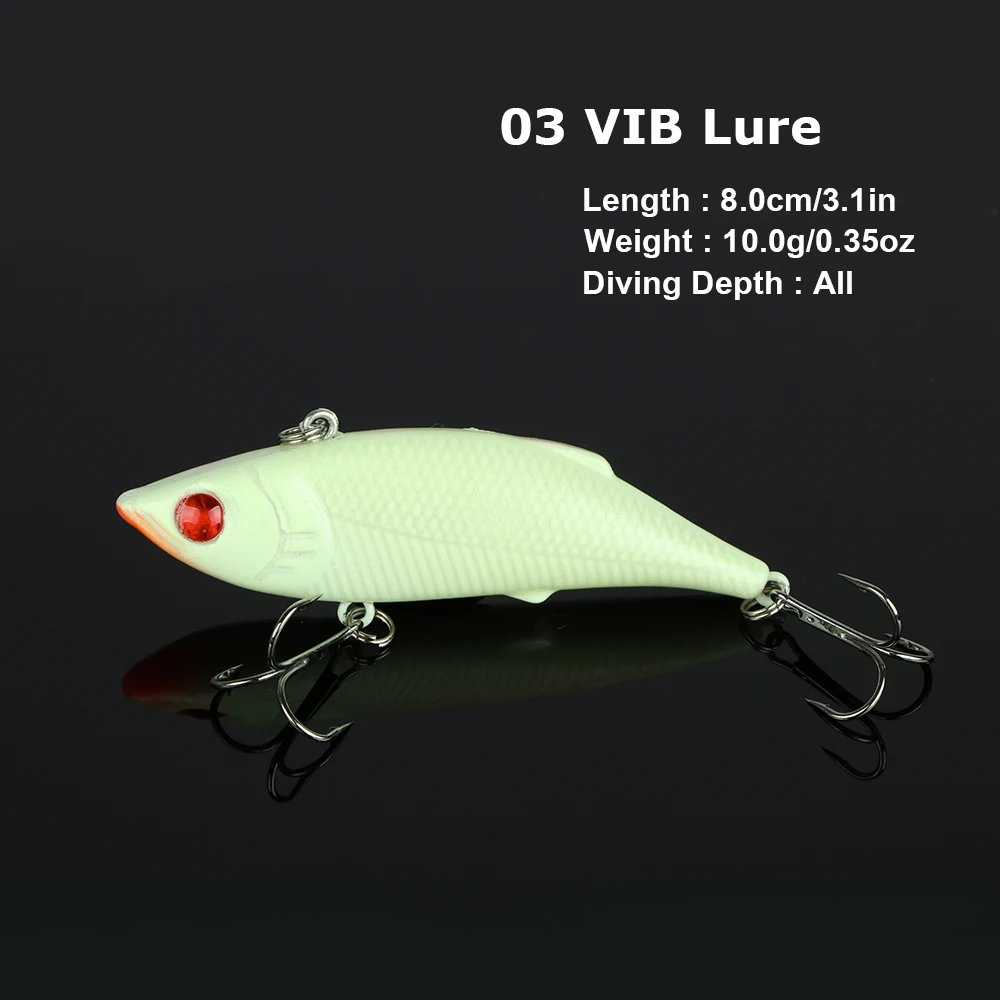 Goture 5 unids/lote Kits de Señuelos de Pesca nocturna Minnow/Wobblers/Popper/VIB/señuelos tipo lápiz pesca cebo Artificial luminoso con caja de señuelos - imagen 4