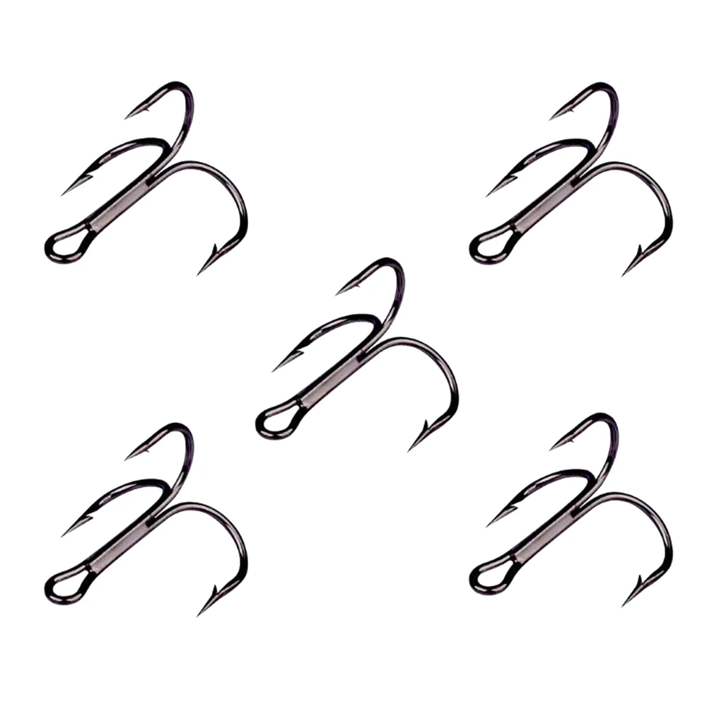 Anzuelos de pesca fuertes de alto carbono, anzuelos triples, superafilados, sólidos 2 #1/0 #2/0 #3/0 #, aparejos de anzuelo de acero con Triple púas, 50 Uds. - imagen 4