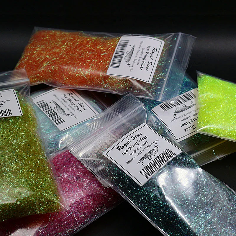 Material de atado de moscas en 7 colores, ala de hielo de 5 "de largo, fibra sintética Dub, baitfish stearmer, flecos, ala de hielo ultrafina - imagen 5