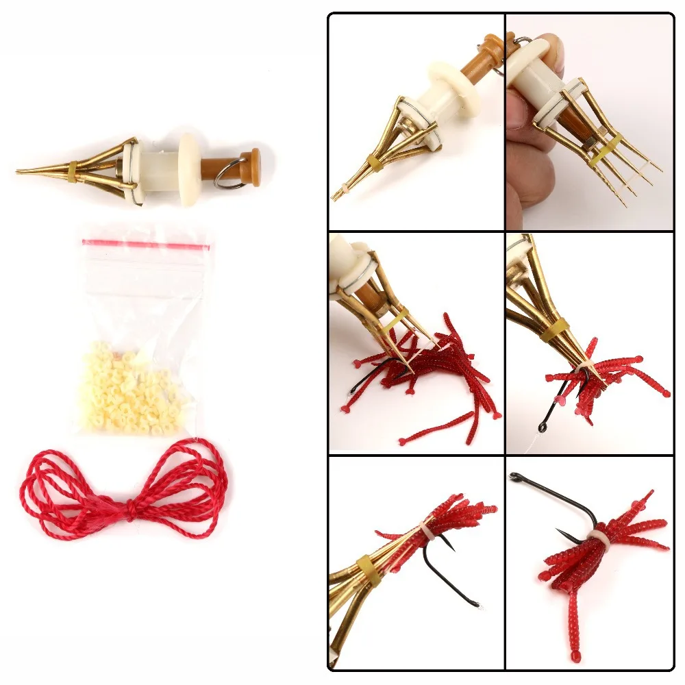 Clip de gusano de sangre de cobre Maximumcatch, herramienta de cebo de 3 piezas para aparejos de pesca de lombriz de tierra - imagen 2