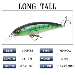 Señuelo Minnow wobbler flotante 11cm 13,5g – Ojos 3D