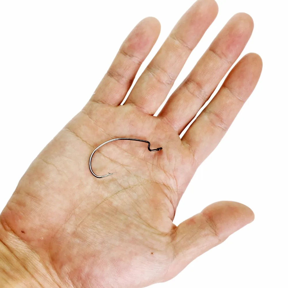 10 Uds. Anzuelos de tiro directo 1/0 2/0 3/0 4/0 anzuelos compensados para señuelos blandos gusanos anzuelos de púas anchas locas pesca de carpa lubina - imagen 4