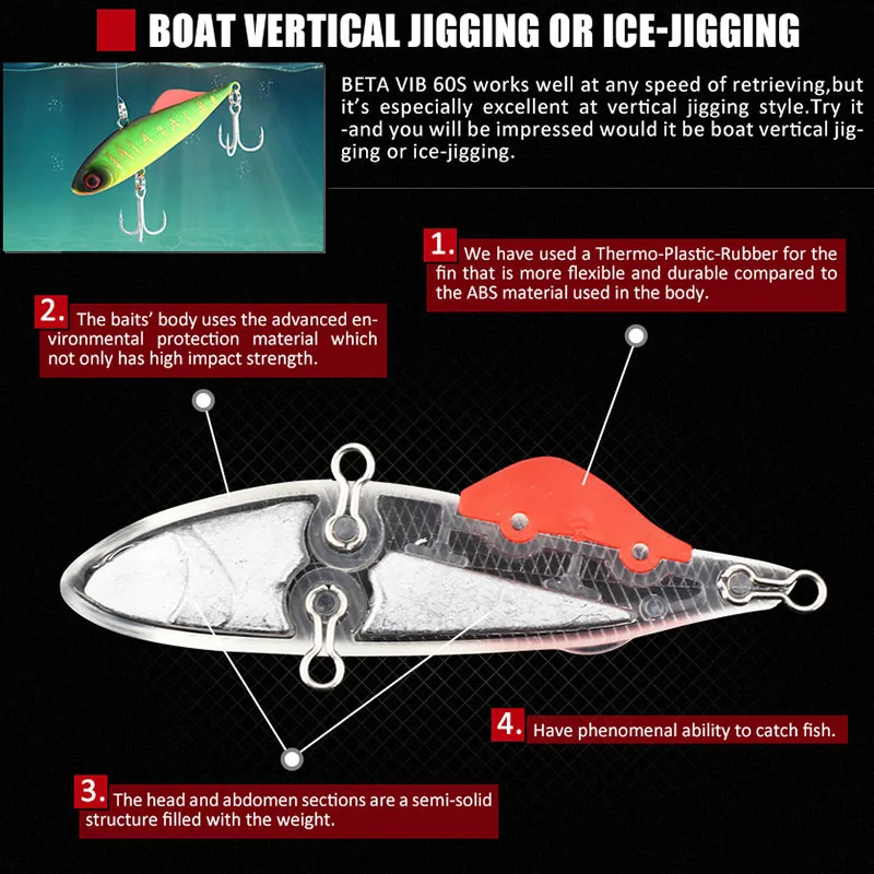 ALLBLUE-señuelo de PESCA de hundimiento BETA 60S 14,5g 60mm, cebo Artificial para PESCA en hielo, Jigging, VIB, señuelo de PESCA de lubina dura - imagen 3