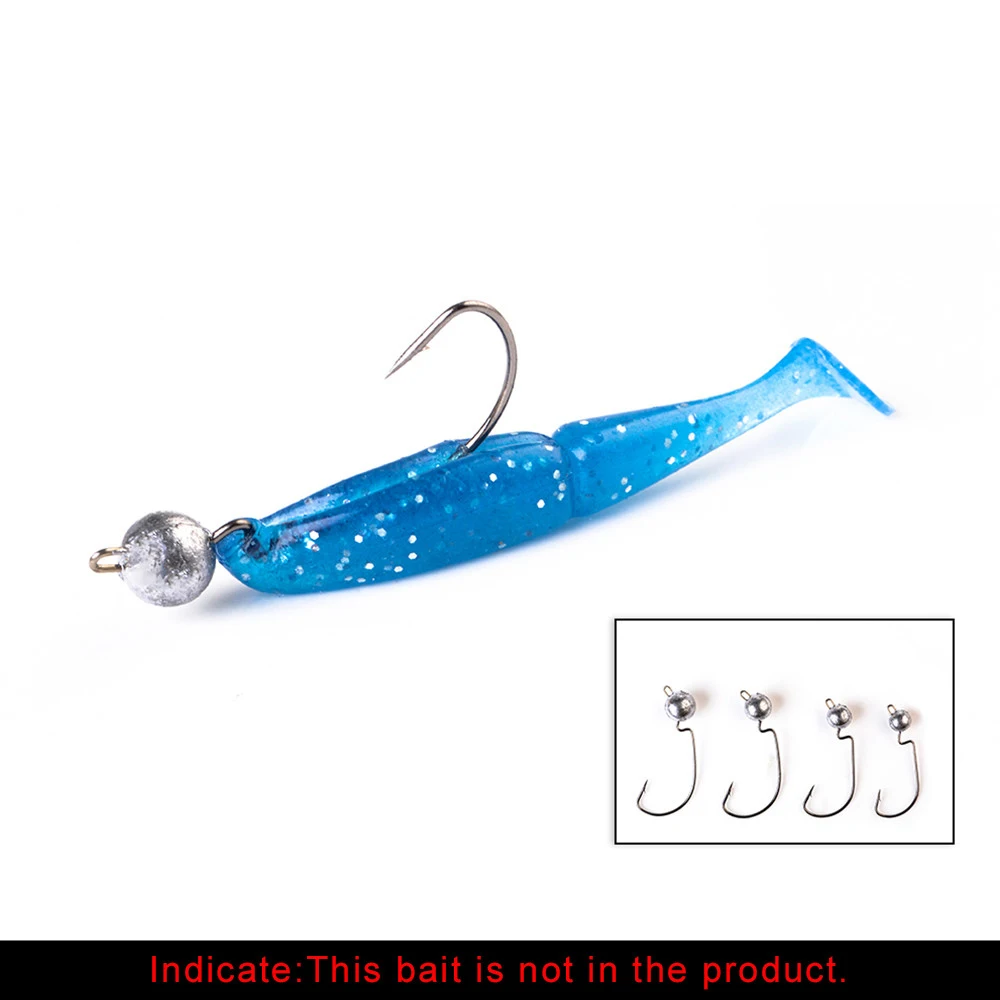 Anzuelo de pesca Offset con cabeza plomada, gusano suave, anzuelo de manivela ancha, señuelo de silicona, accesorios de anzuelos de púas, 5-8 piezas, 3,5g, 5g, 7g, 10g - imagen 3