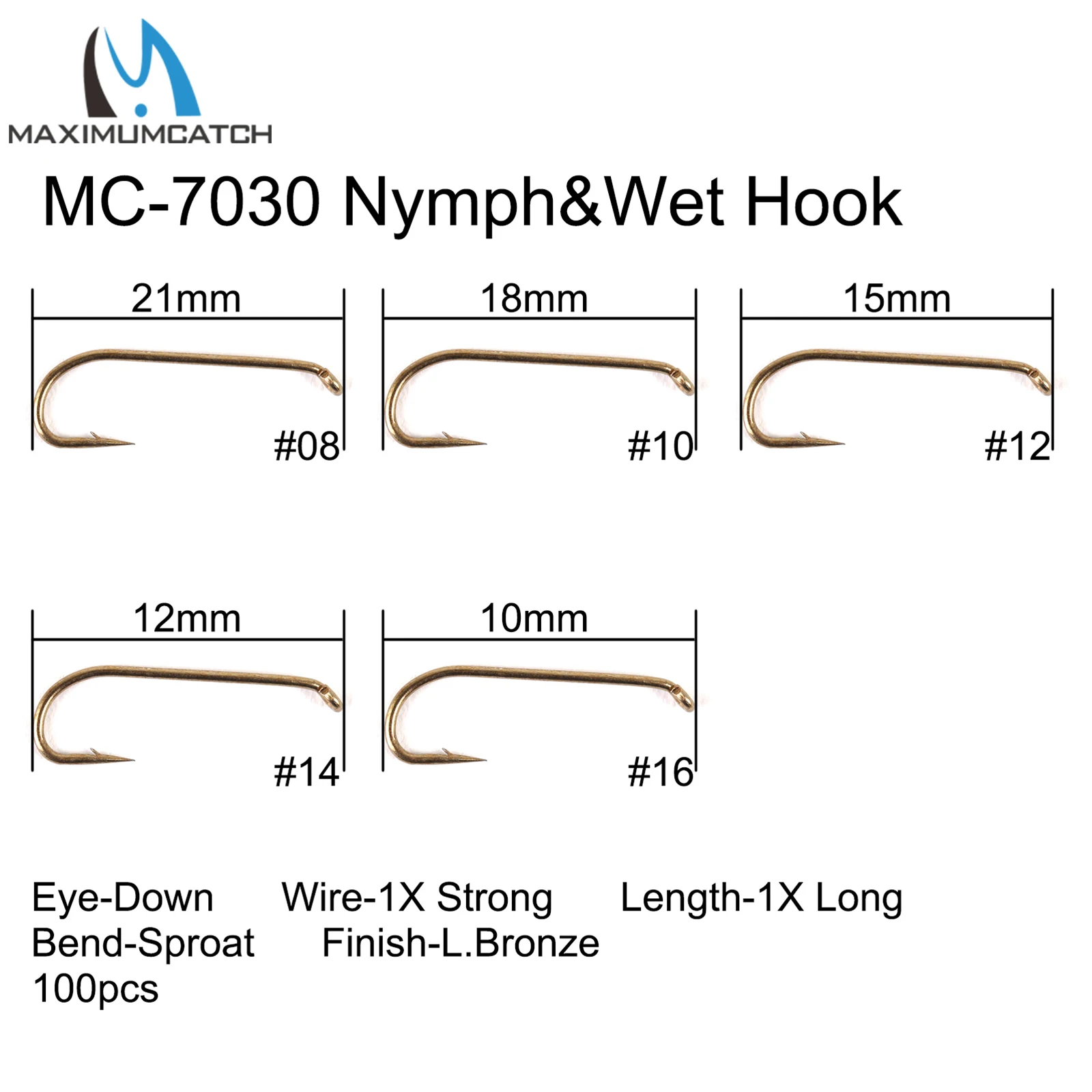 Maximumcatch 100 ganchos para atar moscas 4 # -22 # Anzuelo de pesca con mosca con púas respetuoso con los peces, ninfa seca y húmeda, camarones, Caddis Pupa Streamer, moscas - imagen 5